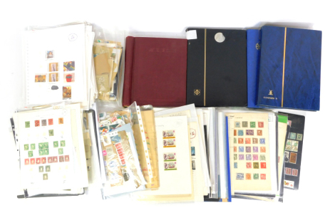 Philately. British Empire and world stamps, mint and used, definitives and commemoratives, first day covers, etc., in four albums, sheets and loose.