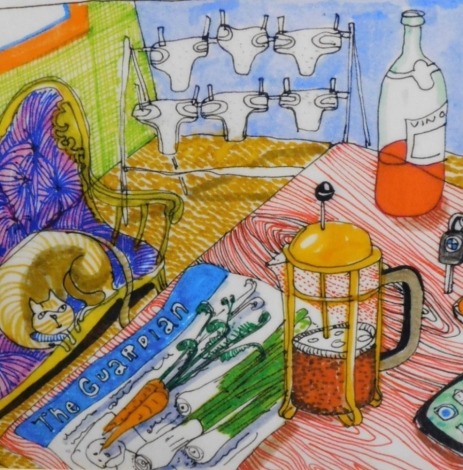 •Grayson Perry (b.1960). The Vanity of Small Differences, special edition silk handkerchief, fabric ink on bamboo silk, 2013, 29cm x 29cm. Label verso.