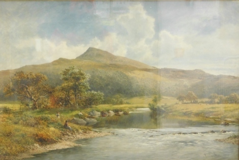 David Bates (1840-1921). Moel Siabod from The Bryntock, oil on canvas, signed and dated 1879, 71cm x 92cm. Titled to the mount.