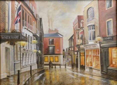 •Roy Collett (b.1937). Lincoln, Castle Square from the White Hart, oil on canvas, signed, 45cm x 61cm.