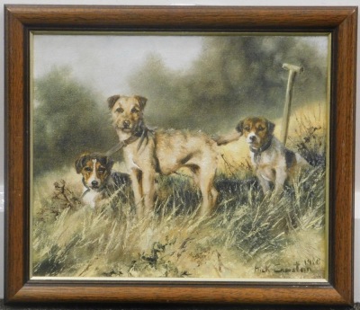 •Mick Cawston (1959-2006). Terriers, oil on canvas, signed, 26cm x 30cm. - 2