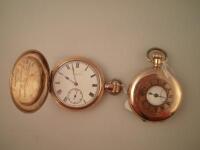 An early 20thC Elgin gold plated full Hunter watch and a gold plated half Hunter watch