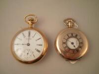 A early 20thC Waltham gold plated pocket watch and a Waltham gold plated