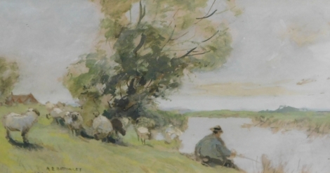 Albert Ernest Bottomley (1873-1950). A Summer's Day, mixed media, signed and titled, 18cm x 30cm.