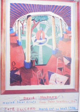 After Hockney. Tate Gallery 1986 Moving Focus, poster, print, 79cm x 58cm.