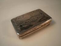 A mid 19thC Russian silver and niello work snuff box