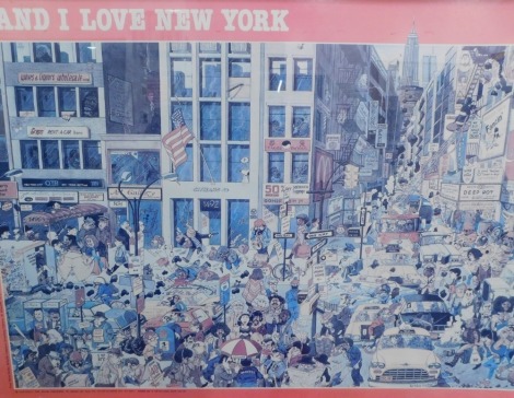 After Kichka. And I Love New York, print, 59cm x 89cm. Fast Frame label verso.