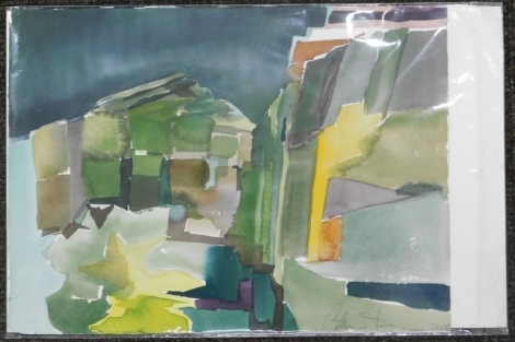 •Catherine Tirr (20thC). Abstract, watercolour, signed and dated 2006, 28cm x 38cm, and another. (2)