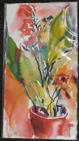 •Catherine Tirr (20thC). Vase of flowers, watercolour, signed, 38cm x 23cm.