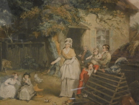 After Ward. The Citizen's Retreat, coloured stipple engraving, 45cm x 60cm, and another after George Morland Dancing Dogs. (2)