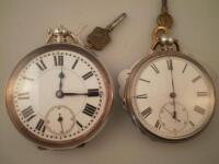 An early 20thC pocket watch stamped 935 and a J. W. Benson silver pocket watch