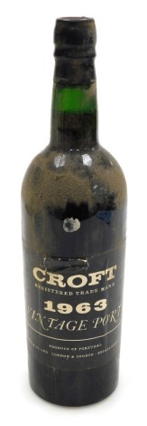 A bottle of 1963 Croft Vintage Port.