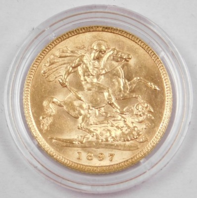 A Victorian gold half sovereign, dated 1897, 4g, in fitted box with outer packaging. - 2