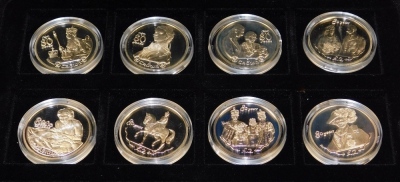 A group of silver crowns, to commemorate the 80th Birthday of Her Majesty Queen Elizabeth II, Virgin Islands silver proof ten dollar coins and South Georgia and South Sandwich Islands two pound coins, boxed. (17) - 2