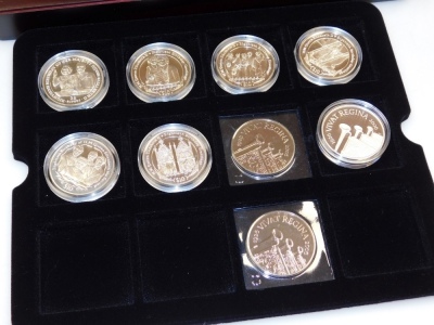 A group of silver crowns, to commemorate the 80th Birthday of Her Majesty Queen Elizabeth II, Virgin Islands silver proof ten dollar coins and South Georgia and South Sandwich Islands two pound coins, boxed. (17) - 3