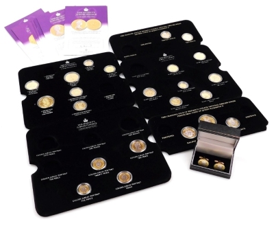 Her Majesty's Jubilee Coinage Diamond Edition coin set, bi-colour, together with two coins from The Changing Face of Britain's Coinage National Emblem Series, decimal coins of Queen Elizabeth II, with some certificates, together with a pair of cufflinks.