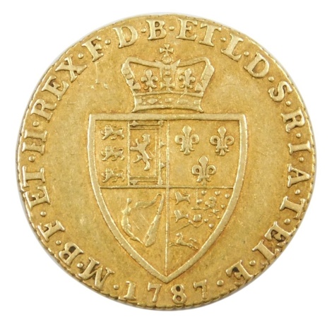 A George III gold Spade Guinea, 1787, 8.2g.