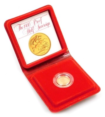 An Elizabeth II gold half sovereign, 1980, 4g, with Royal Mint case and packaging.