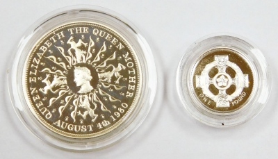 An Elizabeth II silver proof one pound coin, with case, and a commemorative crown 1980, cased. (2) - 2