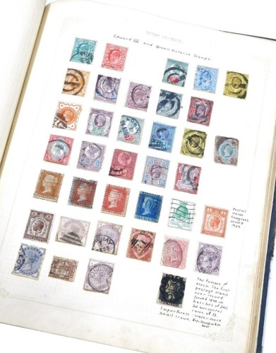 Philately. A stamp album, definitive, commemorative, world, GB and commonwealth used and unused stamps to include a Victorian penny black with watermark, George V Silver Jubilee penny, Canada, China, Japan, Liechtenstein, Ukraine, Nyassaland, Persia, Bava