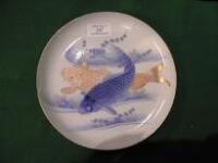 A Fukagawa plate decorated with fish