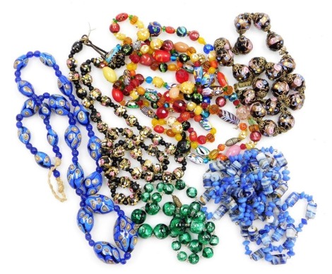 Murano glass and other bead necklaces.