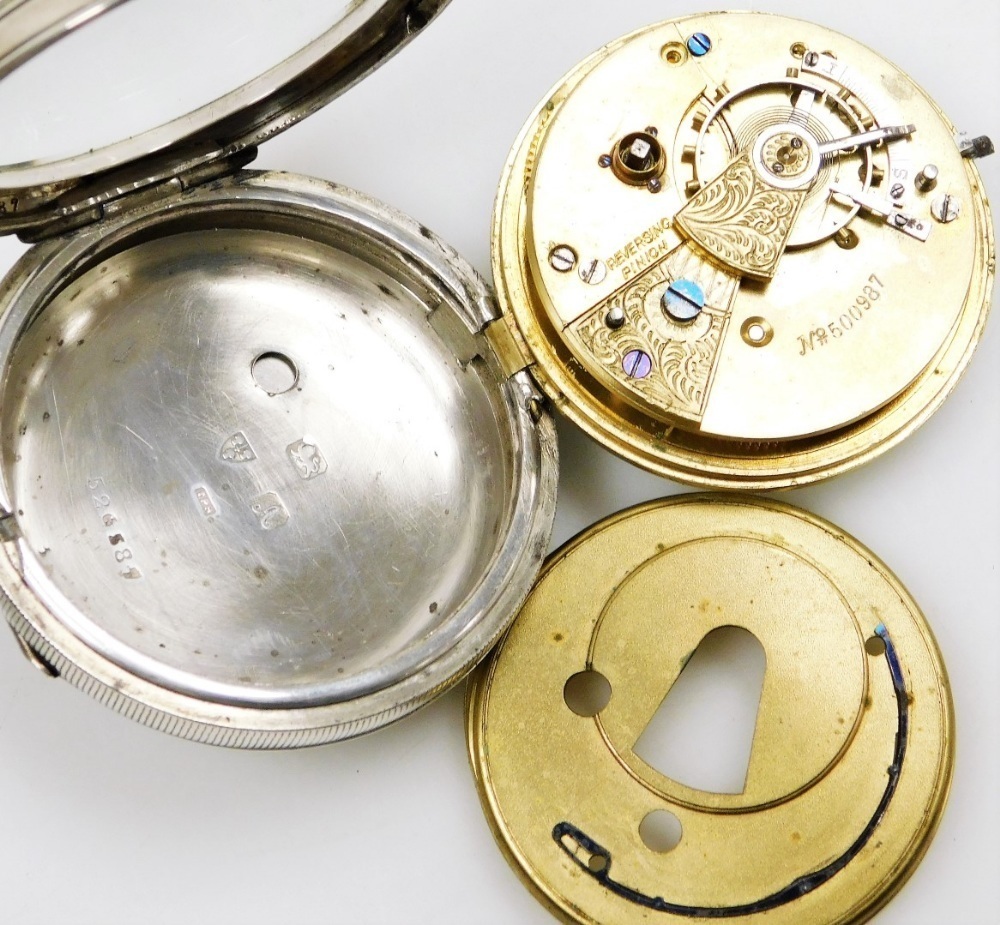 An Edward VII silver pocket watch, open faced, key wind, circular ...