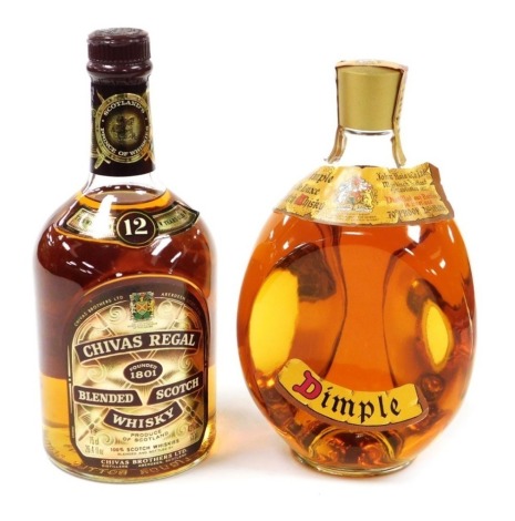 A bottle of Chivas Regal blended Scotch whisky, 75cl, together with a bottle Dimple Scotch whisky, 70cl. (2)