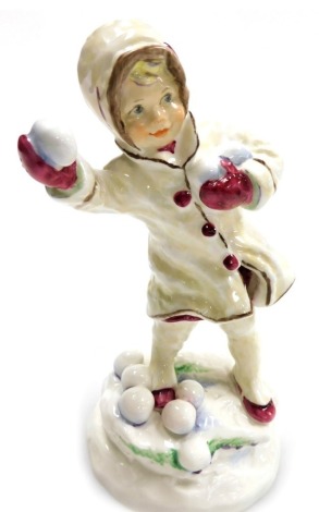 A Royal Worcester porcelain figure of December, 3458, modelled by F.G. Doughty, printed marks, 17cm high.