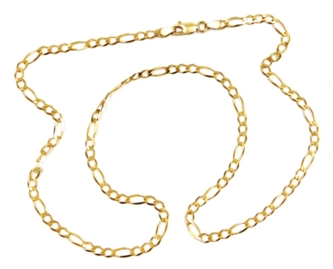 A 9ct gold figaro link neck chain, on a lobster claw clasp, 4.7g.