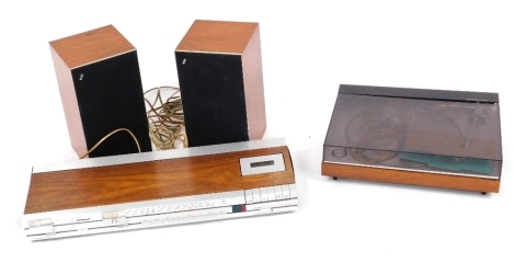 A Bang & Olufson Beocenter 1400, 66cm wide, together with a Beogram record deck, model number 1203, and a pair of speakers, model number 1702. (4)