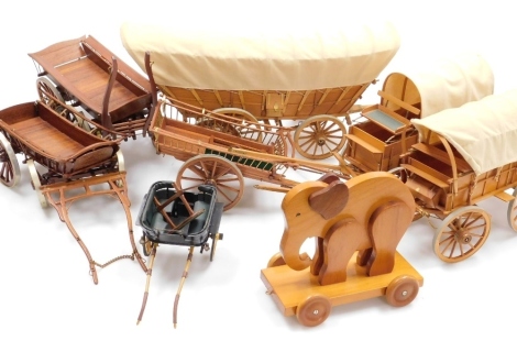 A group of scratch built carts and wagons. (a quantity)