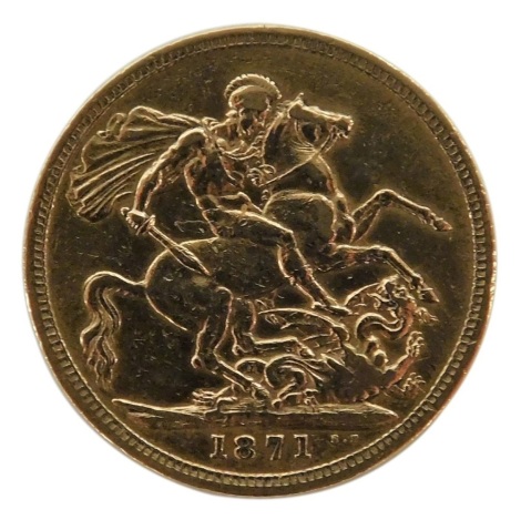 A Queen Victoria full gold sovereign 1871, 8g.