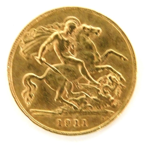 A George V half gold sovereign 1911, 4g.