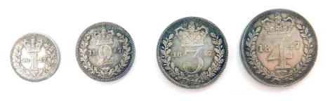 A set of Victorian Maundy money, dated 1847, 4.7g, unboxed.