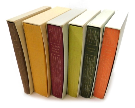 Folio Society. Six works by Anthony Trollope, comprising The Warden, The Last Chronicle of Barset, The Small House In Allington, Doctor Thorne, Barchester Towers, and Framley Parsonage, each with slip case.