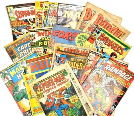 A group of Marvel comics, to include the Mighty World Of Marvel starring The Incredible Hulk, Dare Devil, The Avengers, Super Spider-Man, Dracula Lives, etc. (a quantity)