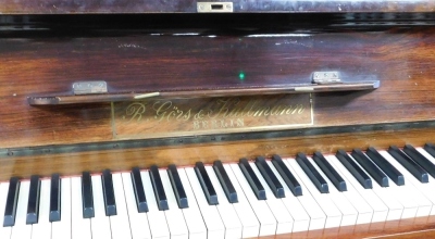 A R. Gors & Kallmann of Berlin rosewood cased upright piano, no. 31732, 134cm wide, together with a mahogany duet piano stool with over stuffed seat, raised on tapering square legs, 91cm wide. - 2