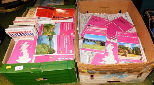 Various Ordnance Survey maps, to include North Allerton and Ripon, Wensleydale and Wharfdale, Kendal to Morecambe, etc. (2 boxes)