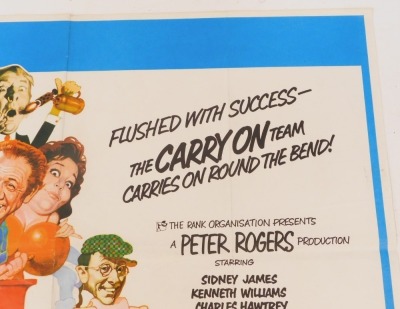 A 1970s film poster for Carry On At Your Convenience, 75cm x 102cm. Mike Bell was a prolific artist of film posters throughout the 1970s, 80s, and 90s. His leading posters, as documented, include Robert Bolt's Lady Caroline Lamb, and Romancing The Stone. - 3