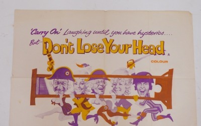 A Carry On Don't Lose Your Head film poster, designed by Renato Fratini, 75cm x 102cm. Mike Bell was a prolific artist of film posters throughout the 1970s, 80s, and 90s. His leading posters, as documented, include Robert Bolt's Lady Caroline Lamb, and R - 2