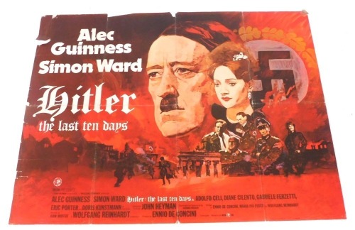 A 1970s film poster for Hitler The Last Ten Days, 75cm x 102cm. Mike Bell was a prolific artist of film posters throughout the 1970s, 80s, and 90s. His leading posters, as documented, include Robert Bolt's Lady Caroline Lamb, and Romancing The Stone. The