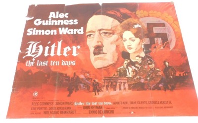 A 1970s film poster for Hitler The Last Ten Days, 75cm x 102cm. Mike Bell was a prolific artist of film posters throughout the 1970s, 80s, and 90s. His leading posters, as documented, include Robert Bolt's Lady Caroline Lamb, and Romancing The Stone. The - 3