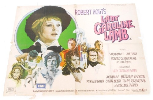 A late 1970s film poster for Lady Caroline Lamb, 75cm x 102cm. Mike Bell was a prolific artist of film posters throughout the 1970s, 80s, and 90s. His leading posters, as documented, include Robert Bolt's Lady Caroline Lamb, and Romancing The Stone. The