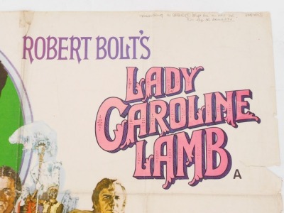 A late 1970s film poster for Lady Caroline Lamb, 75cm x 102cm. Mike Bell was a prolific artist of film posters throughout the 1970s, 80s, and 90s. His leading posters, as documented, include Robert Bolt's Lady Caroline Lamb, and Romancing The Stone. The - 3