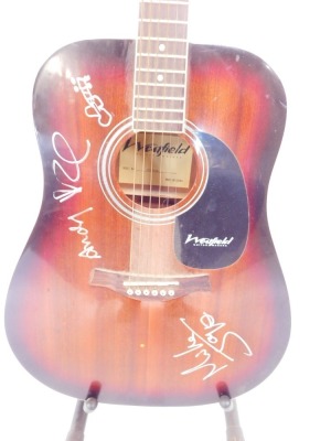 A Westfield guitar, model B200-SB, on guitar stand, with silver marker signatures relating to The Smiths, 115cm high overall. - 3