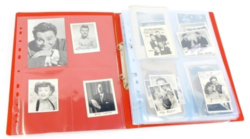 A collection of black and white signed photographs, reportedly from artists that appeared at the Sunderland Theatre between 1948 and 1953, to include Johnny Lockwood, The Killroys, The Smith Brothers, The Kelroys, Kenny Baker, Fran and Ann Prince, Boy De-