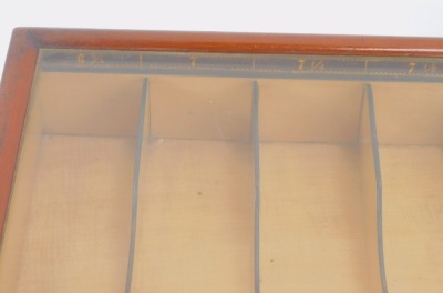 A Victorian mahogany glove display box, with a glazed top with six internal sections, ranging in size from 6¾ to 8, 9cm high, 40cm wide, 28cm deep. - 2