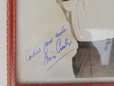 A Bing Crosby golfing black and white photograph, bearing biro signature 'Good Wishes Bing Crosby', framed, 27.5cm x 22.5cm. - 2