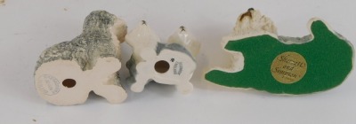 A group of Old English Sheepdog figures, comprising a Beswick Puppies figure group, a Babbacombe Devon figure, a Wade Old English Sheepdog, and three others unmarked. (6) - 2